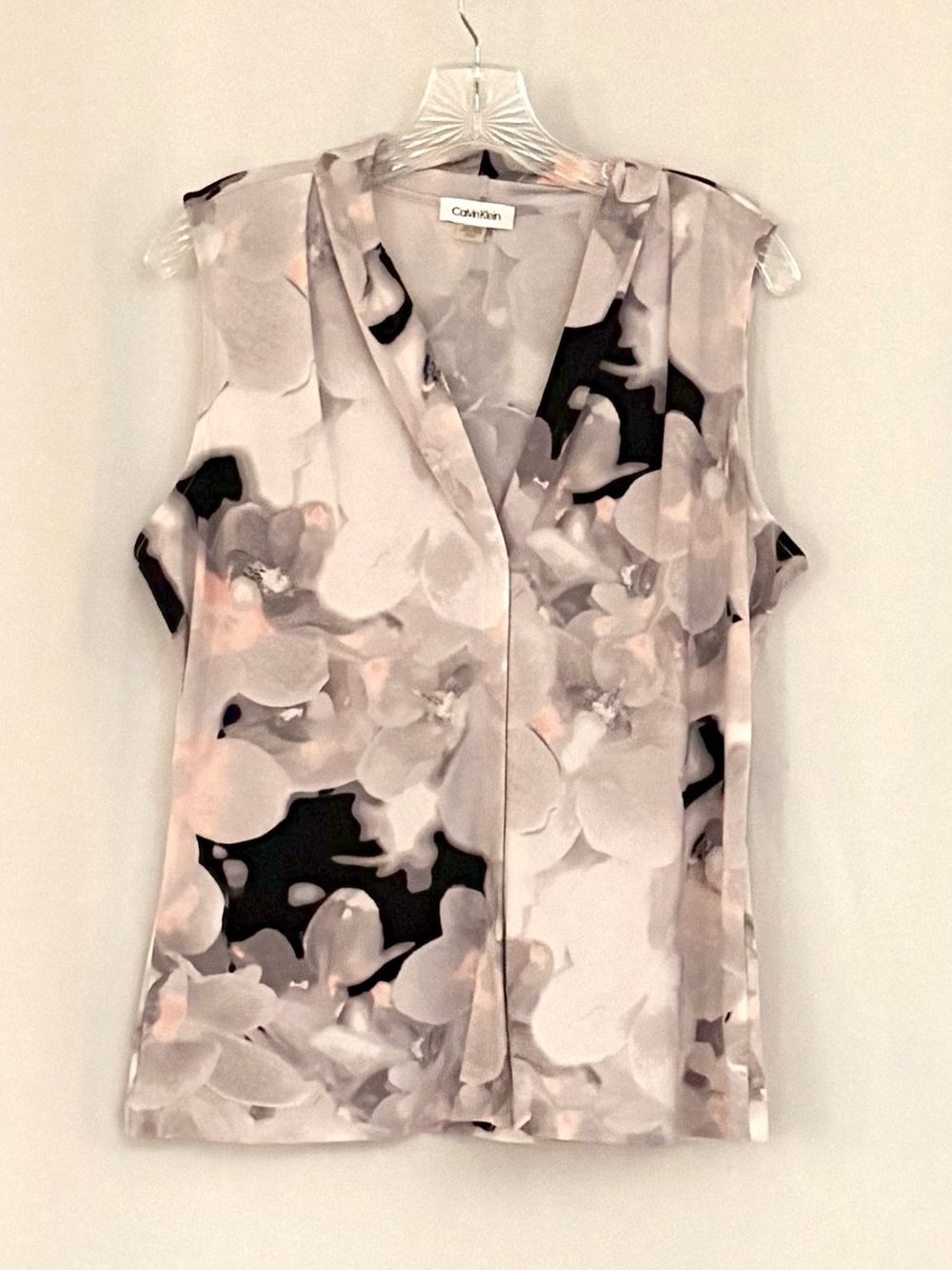 Calvin Klein Floral V-Neck Sleeveless Camisole in Pink, Gray, and Black